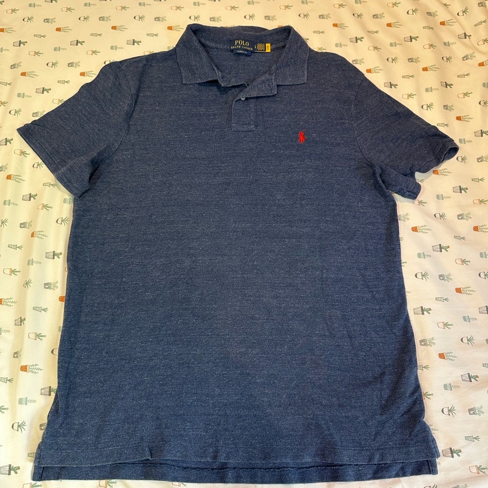 Ralph Lauren Men's Heather Blue Polo Shirt Size L